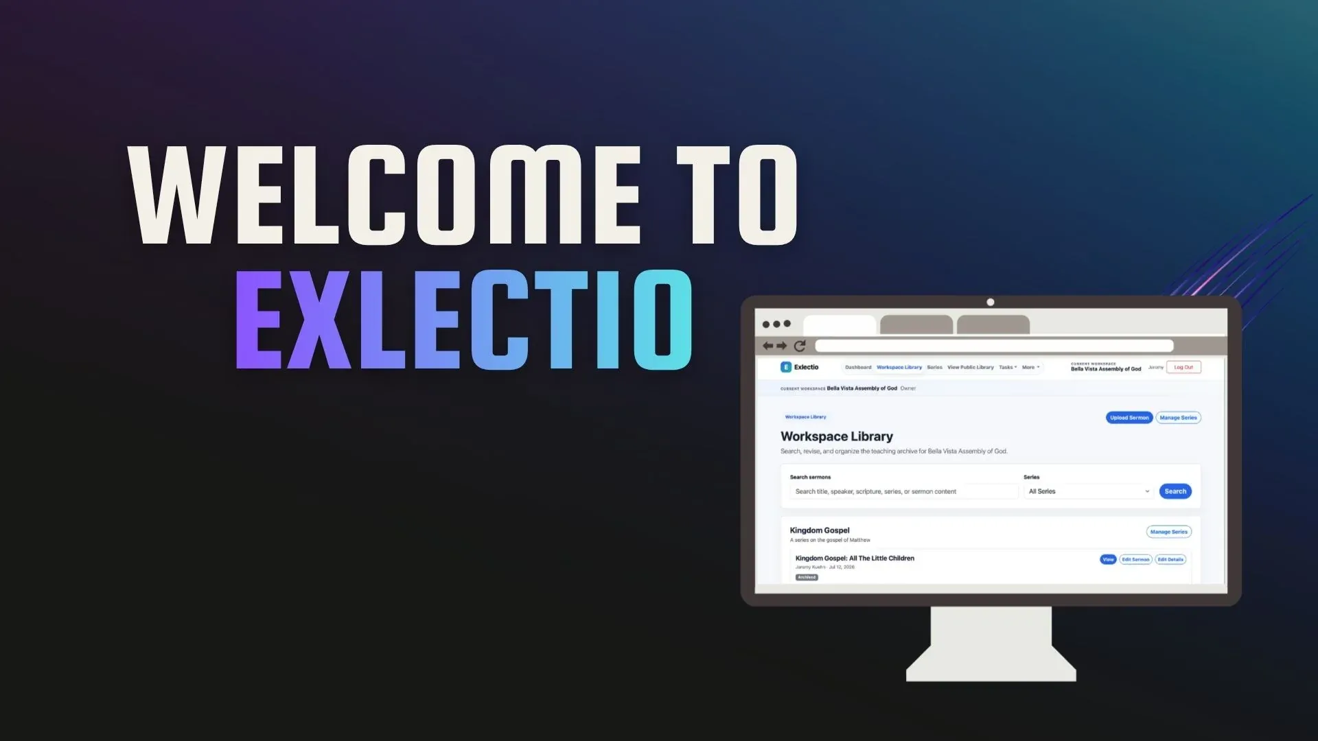 Exlectio welcome screen